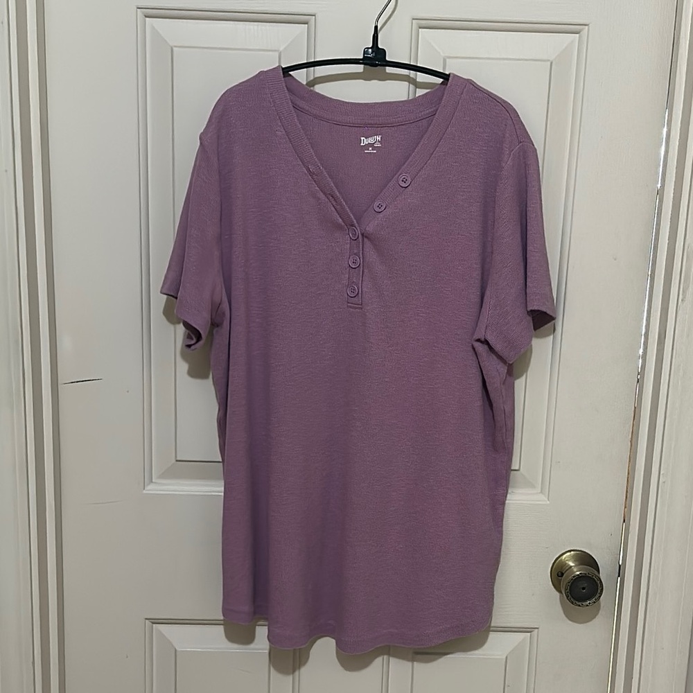 Duluth Trading Co. Purple Short Sleeve Henley Shirt